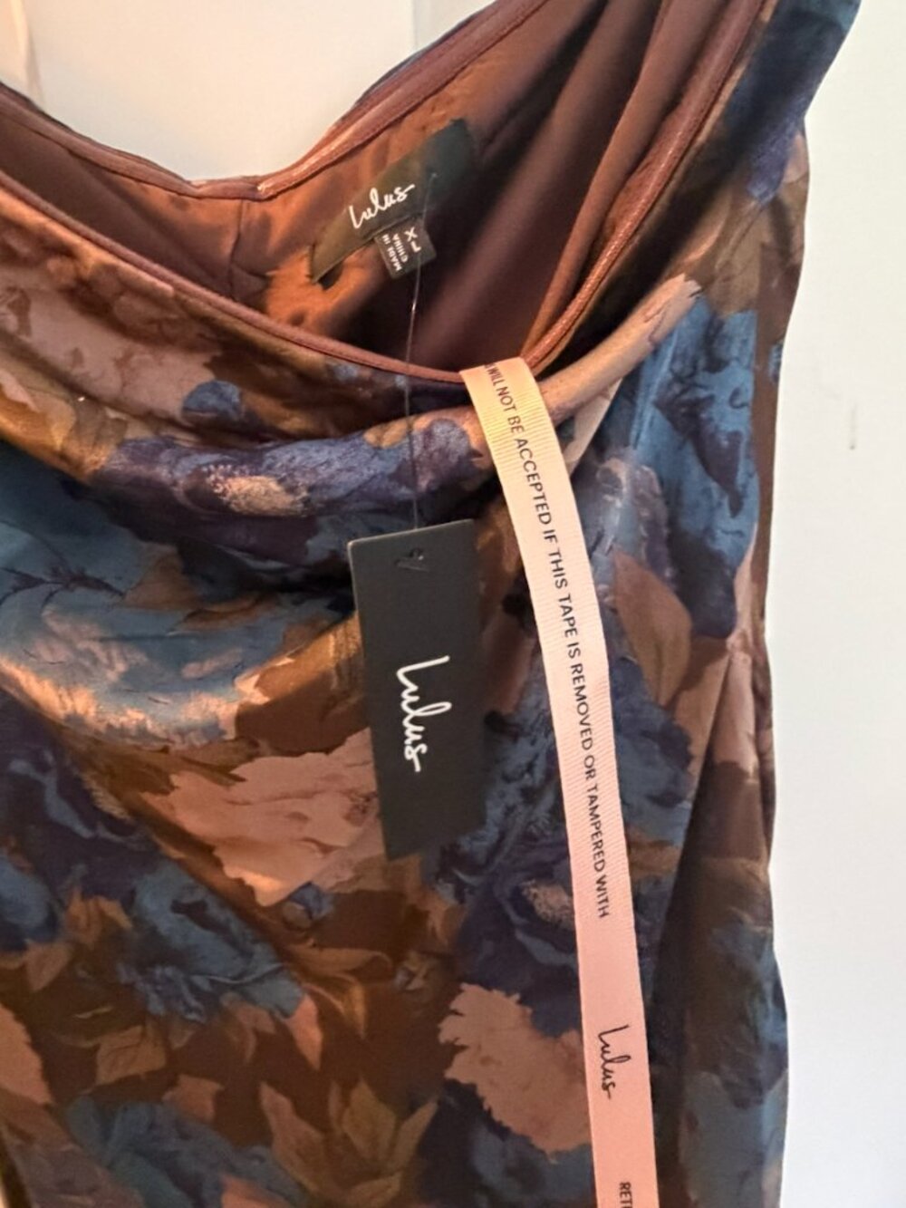 NWT Artemisia Brown Multi Floral Strapless Bow Maxi Dress - Picture 3 of 9